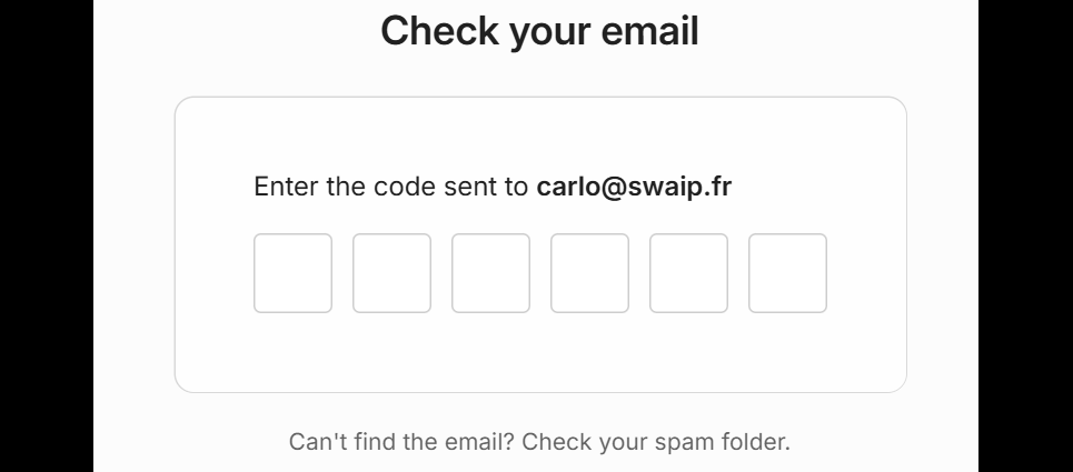 E-mail contenant le code d'accès