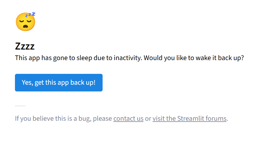 Bouton de réactivation de l'application